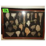 GROUP OF 23 NATIVE AMERICAN POINTS IN DISPLAY BOX