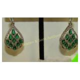 LADIES STERLING SILVER AND GREEN AMETHYST EARRINGS