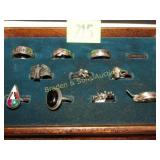 GROUP OF 10 STERLING SILVER RINGS SZ 10
