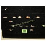 GROUP OF 14 DESIGNER RINGS WITH DISPLAY