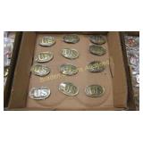 GROUP OF 12 NEW MILITARY BELT BUCKLES