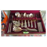 GROUP OF 37 ROGERS VINTAGE SILVERWARE WITH CASE