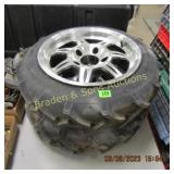 GROUP OF 2 NEW ATV TIRES. SIZE 5.0-15 WITH RIMS