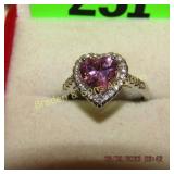 LADIES STERLING SILVER AND PINK TOPAZ RING