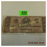 CONFEDERATE STATES OF AMERICA 1862 $1.00 OBSOLETE