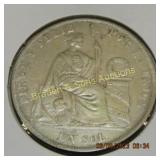 PERUVIAN 1879 UN SOL SILVER COIN
