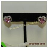 LADIES STERLING SILVER AND PINK TOPAZ EARRINGS