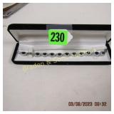 LADIES STERLING SILVER AND BLUE SAPPHIRE BRACELET