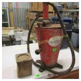 VINTAGE MOBILOIL PORTABLE LUBESTER AND GREASE CAN