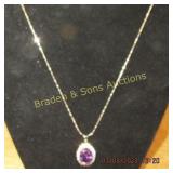 LADIES STERLING SILVER AND PURPLE AMETHYST
