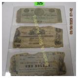 GROUP OF 3 CIVIL WAR ERA OBSOLETE CURRENCY NOTE