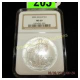 NGC GRADED MS69 2006 AMERICAN SILVER EAGLE