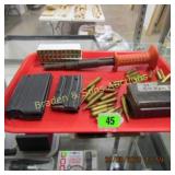 TRAY OF ASSTD GUN ACCESSORIES, MISC AMMO AND