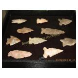 GROUP OF 10 COLORFUL NATIVE AMERICAN POINTS FOUND