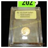 USCG GRADED MS63 2 1/2 DOLLAR INDIAN CHIEF GOLD
