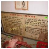 VINTAGE 24"X 48" GOOD LUCK TRUCKERS AD SIGN FROM