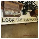 VINTAGE 6" X 72" LOOK OUT FOR THE CARS SIGN