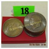 GROUP OF 10 US EISENHOWER DOLLARS. AU QUALITY