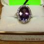 LADIES STERLING SILVER AND PURPLE AMETHYST RING