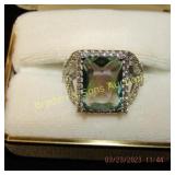LADIES STERLING SILVER AND GEMSTONE RING