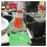 LARGE TARP AND TRAFFIC CONE