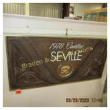 VINTAGE 35" X 17" 1978 CADILLAC SEVILLE AD SIGN