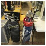 GROUP OF 2 SETS OF GOLF CLUBS WITH BAGS.