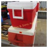 GROUP OF 2 USED COOLERS AND ONE FOLDING