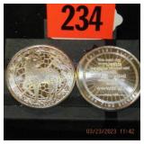GROUP OF 2 ONE OUNCE SILVER ROUNDS WITH SCRIPTURE