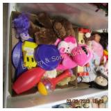GROUP OF 2 BOXES OF ASSTD STUFFED ANIMALS ETC