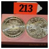 GROUP OF 2 ONE OUNCE SILVER ROUNDS FEATURING