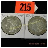 US 1883-P AND 1885-P MORGAN SILVER DOLLARS