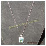 LADIES STERLING SILVER AND GEMSTONE NECKLACE