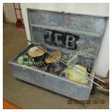 PORTABLE GALVANIZED STORAGE CHEST WITH CONTENTS