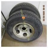 GROUP OF 2 USED 15" TIRES WITH RIMS