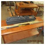 GROUP OF 2 USED POOL STICKS WITH ACCESSORIES