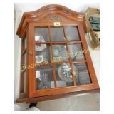 WALL HANGING CURIO CABINET WITH CONTENTS