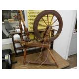 VINTAGE SPINNING WHEEL AND WALL SHELF