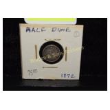 US 1872 SEATED LIBERTY SILVER HALF DIME