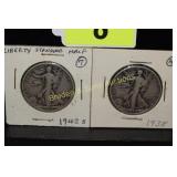 US 1938 AND 1942 STANDING LIBERTY SILVER HALF