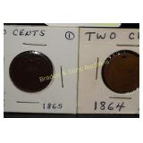 GROUP OF 2 US TWO CENT PIECES