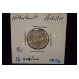 1956 NEATHERLANDS SILVER 1/4 GULDEN