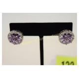 LADIES STERLING SILVER AND GEMTONE EARRINGS