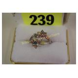 LADIES STERLING SILVER AND GEMSTONE RING. SIZE 7.5