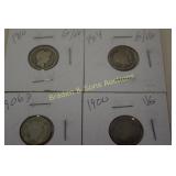 GROUP OF 4 BARBER SILVER DIMES