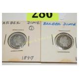 GROUP OF 2 BARBER SILVER DIMES