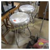 GROUP OF 2 STAINLESS STEEL STOOLS