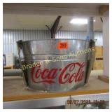 COKE ICE BUCKET WITH 12 - 8 OZ BOTTLES.