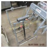 TWO SAW HORSES AND ONE CONVEYOR STAND
