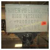 VINTAGE 12" X 12" RIVER PIPELINE CO. POST SIGN